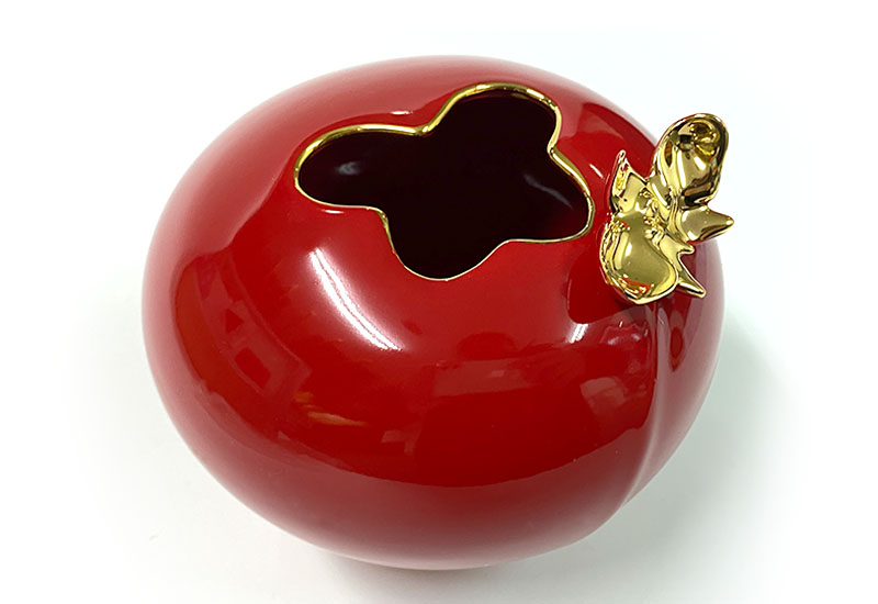 傑作陶 G50繪金紅苞瓶(金水)